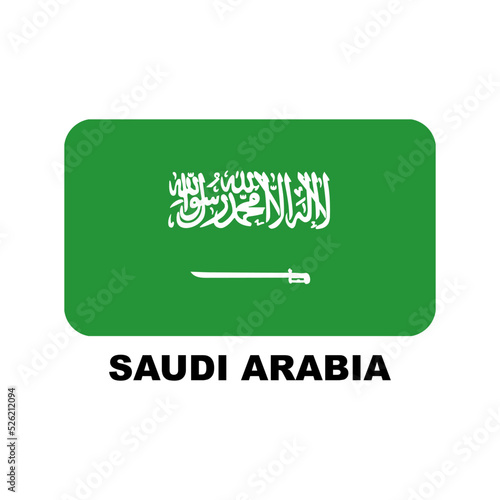 Oficial national flags of the world. Saudi Arbia country.  Design rectangular. Vector Isolated on a blank background which can be edited and changed colors. photo