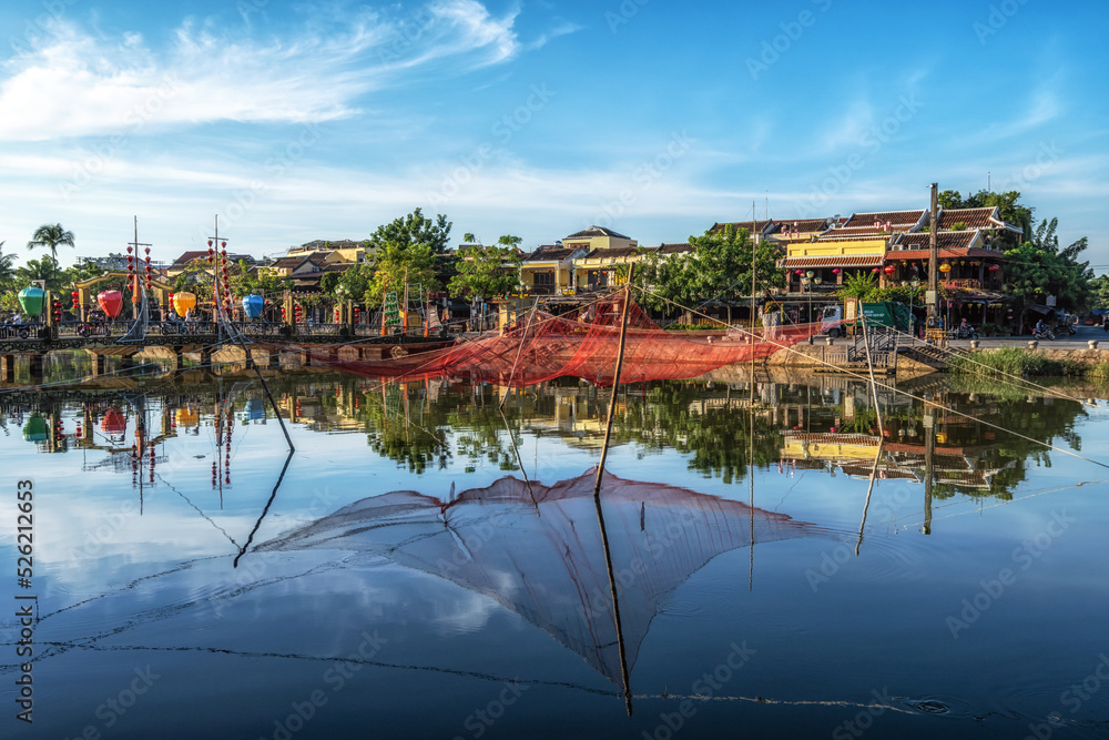 Fototapeta premium Thu Bon and fishing net reflection