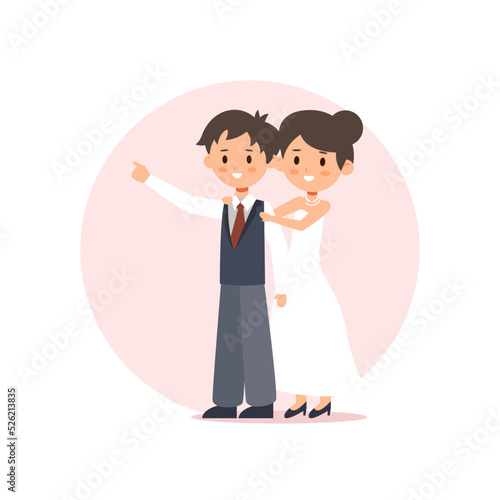 couple weding flat or cartoon illustration vector design photo