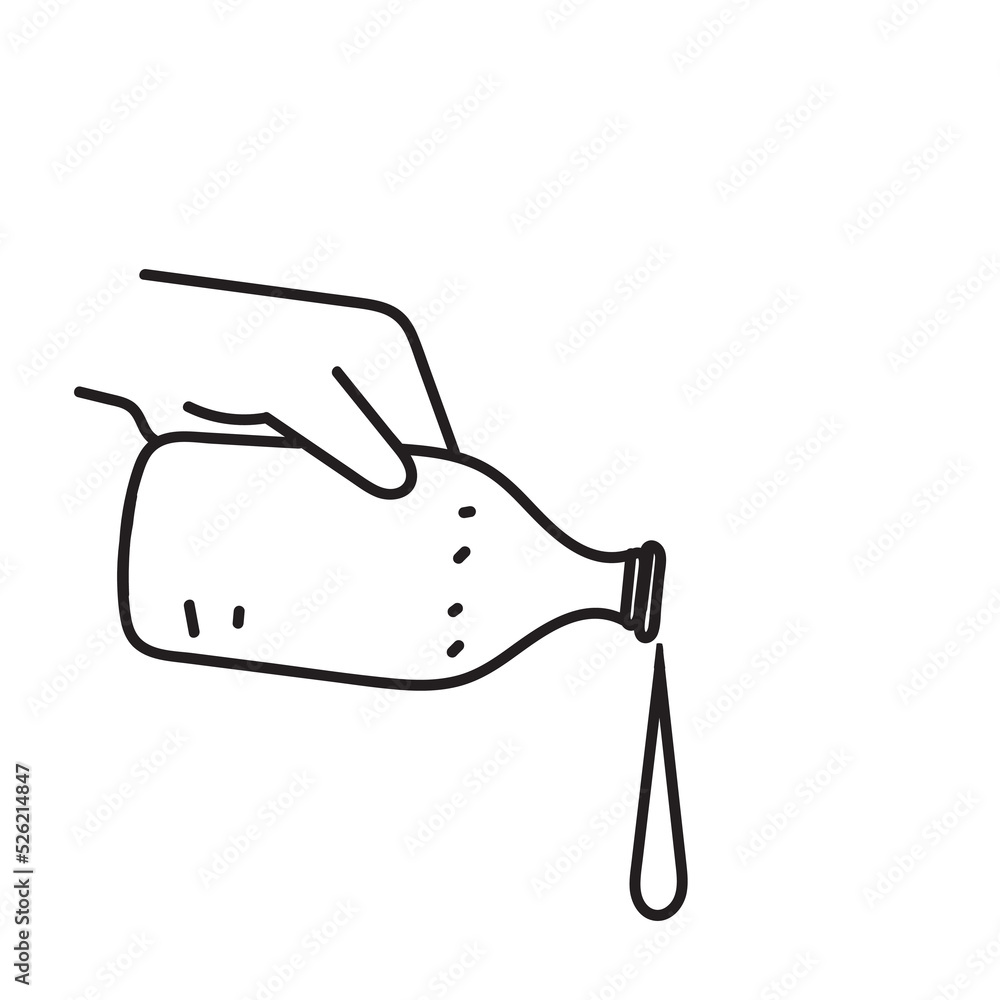 hand drawn doodle pouring liquid from the bottle illustration vector hand drawn doodle pouring liquid from the bottle illustration vector