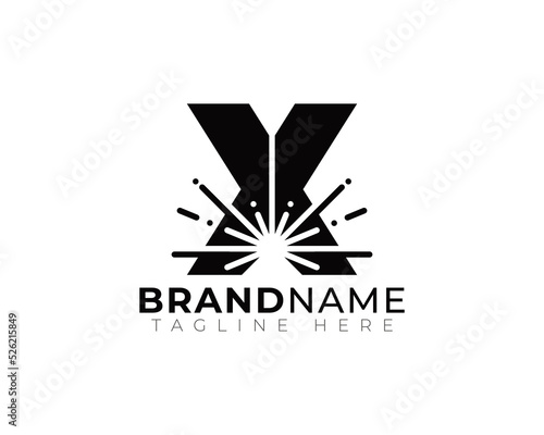 Simple Initial Letter X Flat Laser Cutting Logo Template 