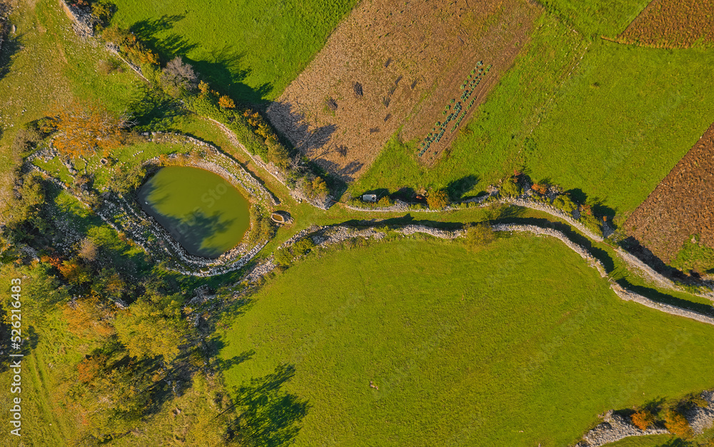 Aerial view of the plateau in the hinterland of Konavle in Croatia Aerial view of the plateau in the hinterland of Konavle in Croatia