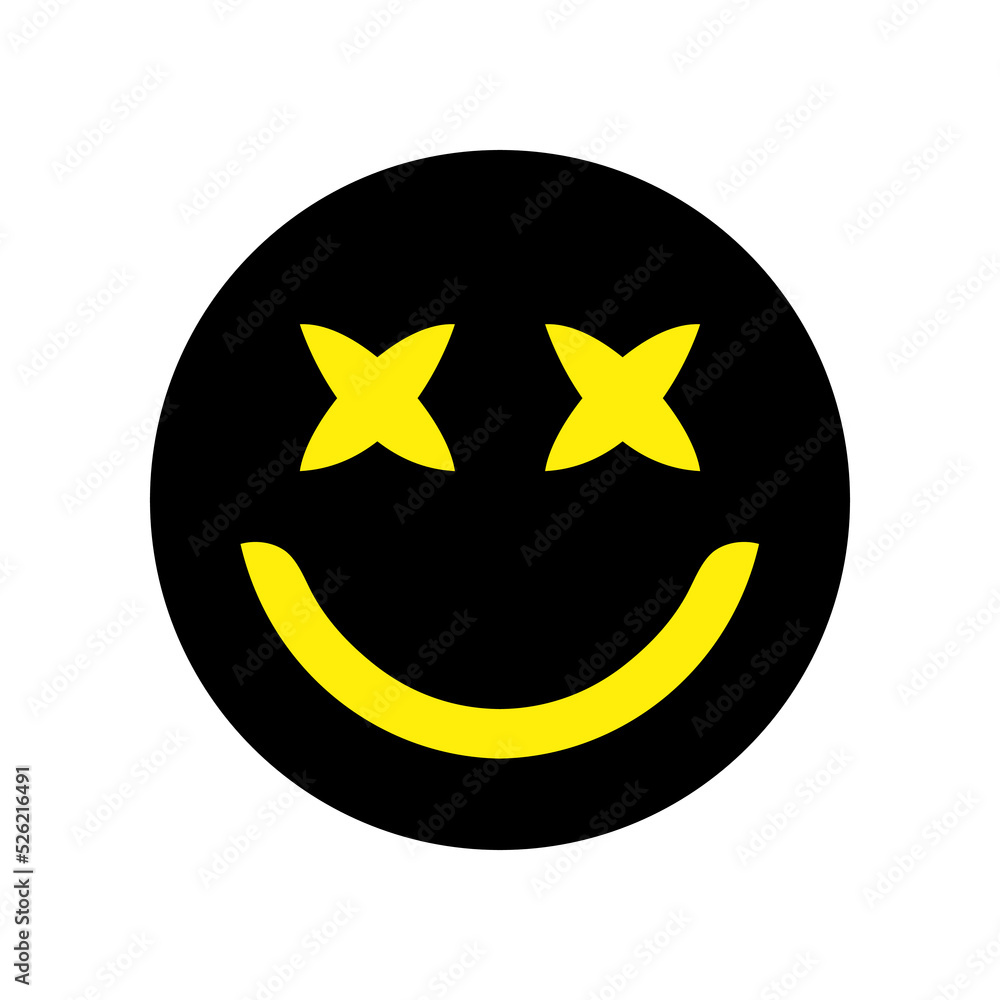 Smiley with crossed eyes, dizzy face and smiling icon design. Yellow