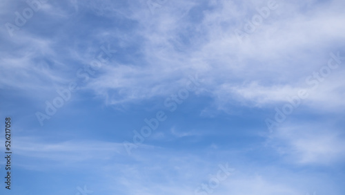 Blue sky white cloud background. sunlight day with sky wallpaper backdrop. mockup nature landscape free space backdrop. card or poster for environment protection.