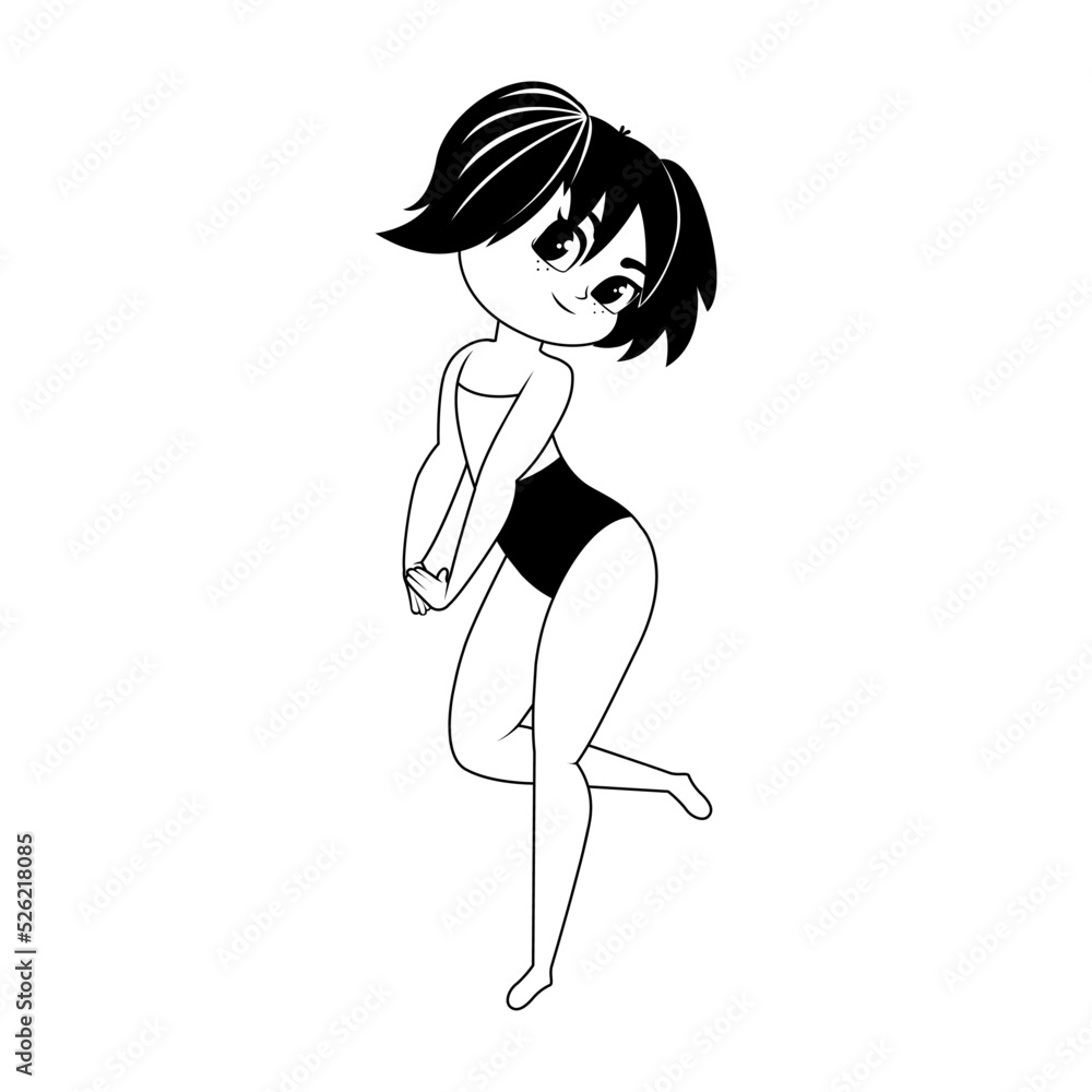 Isolated draw thin body positive vector illustration Isolated draw thin body positive vector illustration