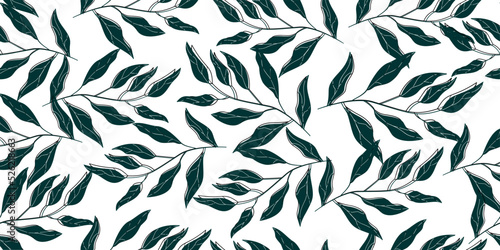 green white seamless pattern with abstract leaf pattern. for fabric designs, books, flyers
