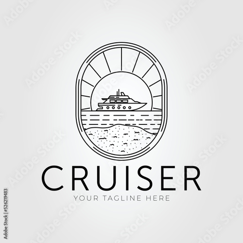 sailing cruise or yacht on ocean logo vector illustration design