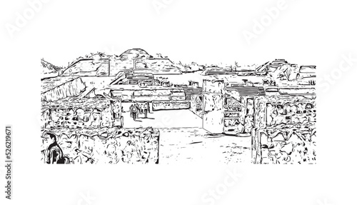 Building view with landmark of Oaxaca is the 
city in Mexico. Hand drawn sketch illustration in vector.