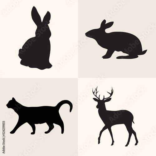 set of rabbits silhouettes © FlatArts