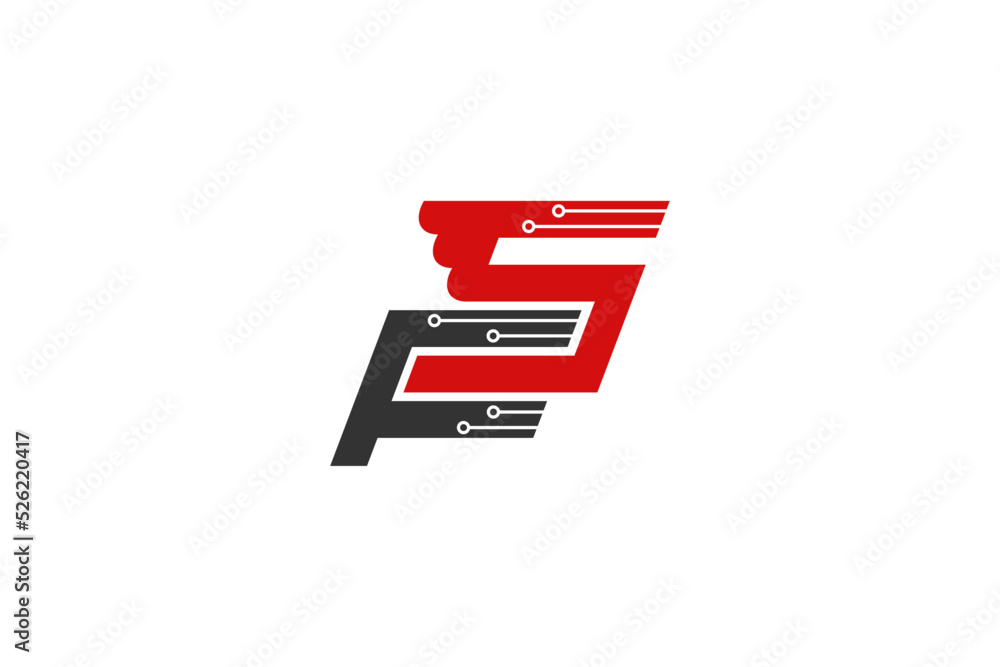 FS initial logo modern technology circuit line motherboard letter logo business FS initial logo modern technology circuit line motherboard letter logo business