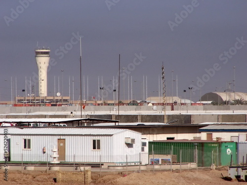 Air traffic control tower at the Basrah International Airport, near the air station in Basra, Iraq, during Operation Iraqi Freedom photo