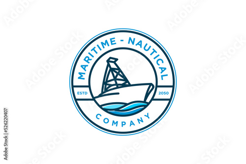 Maritime anchor ship logo design wind rose icon symbol illustration marine anautical
