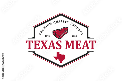 Texas meat logo design bbq grill barbecue butcher beef steak vintage badge