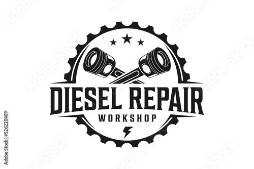 Print op canvas Automotive piston workshop logo design modern badge style custom car service eng