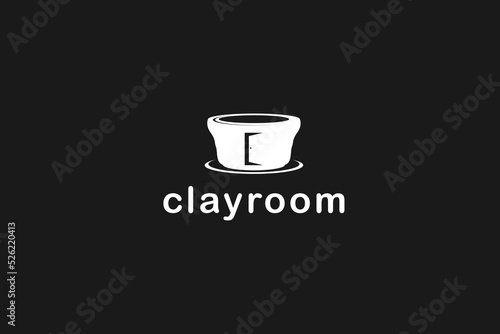 Earthenware clay logo design handycrafts illustration vase potter icon symbol photo