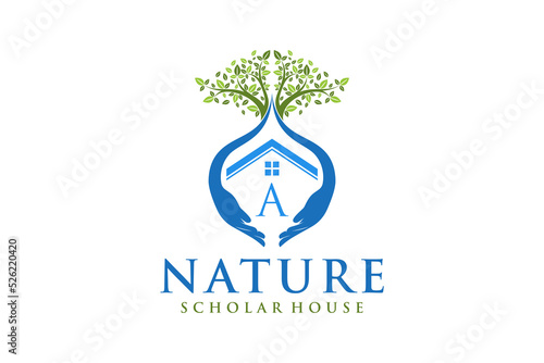 Tree of life nature healing logo design non profit organization leaves education symbol roff house element