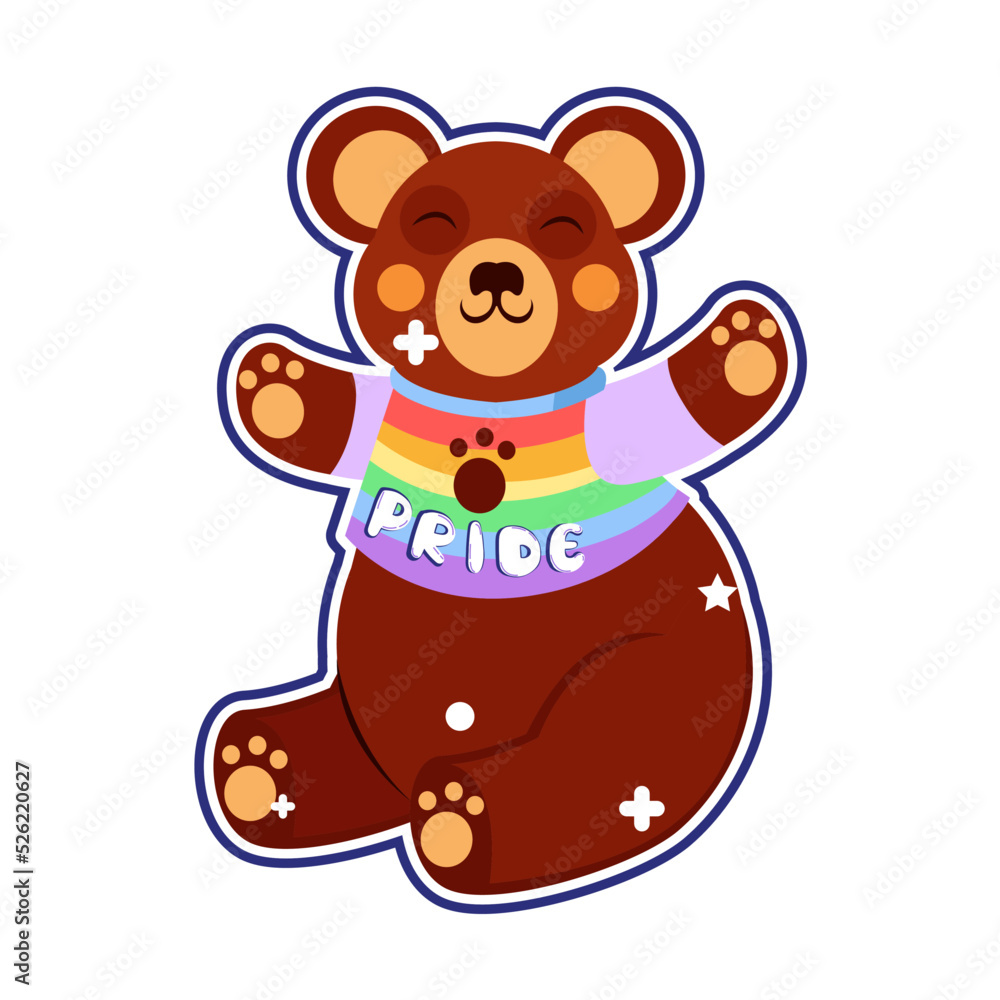 Isolated bear rainbow sticker vector illustration Isolated bear rainbow sticker vector illustration