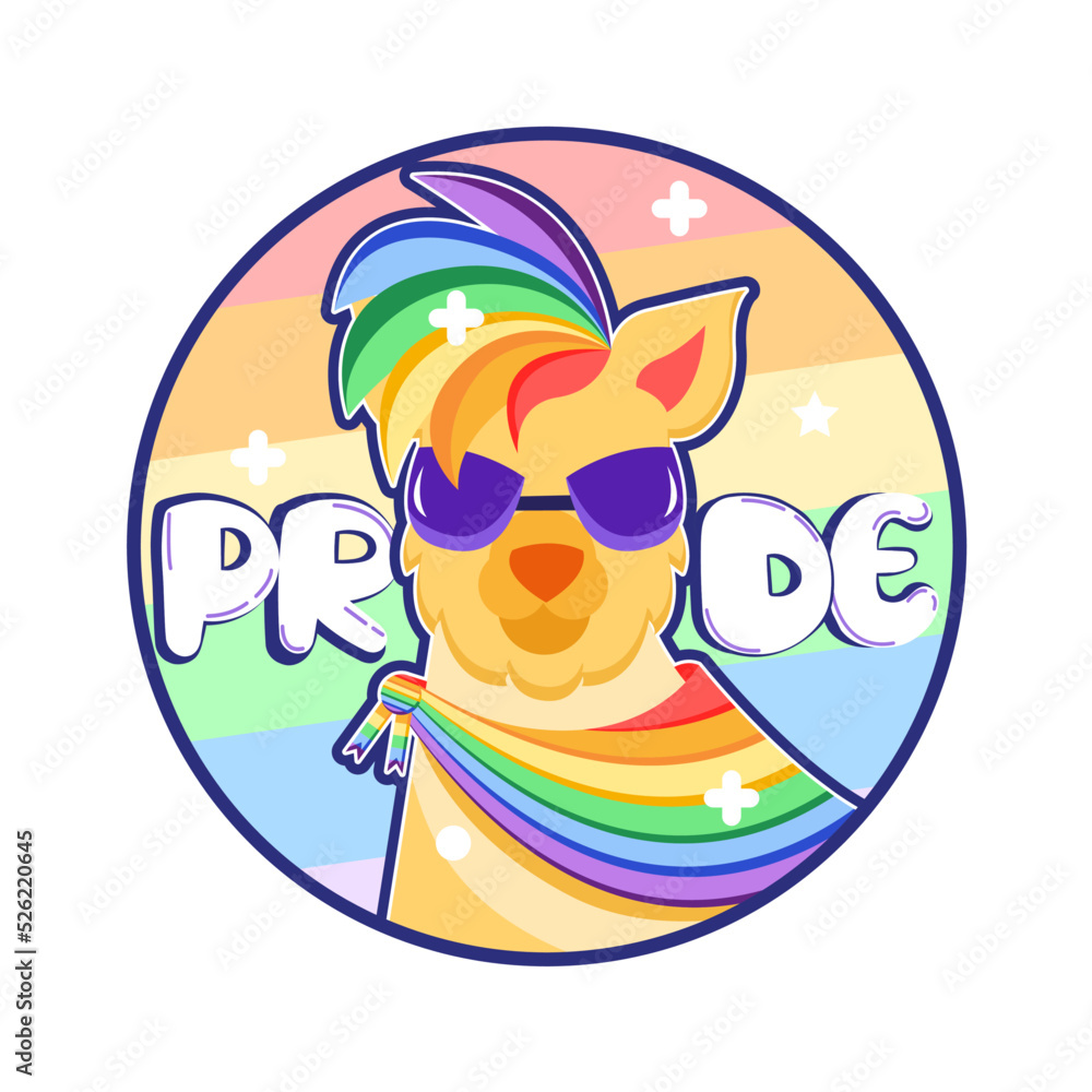 Isolated dog rainbow sticker vector illustration