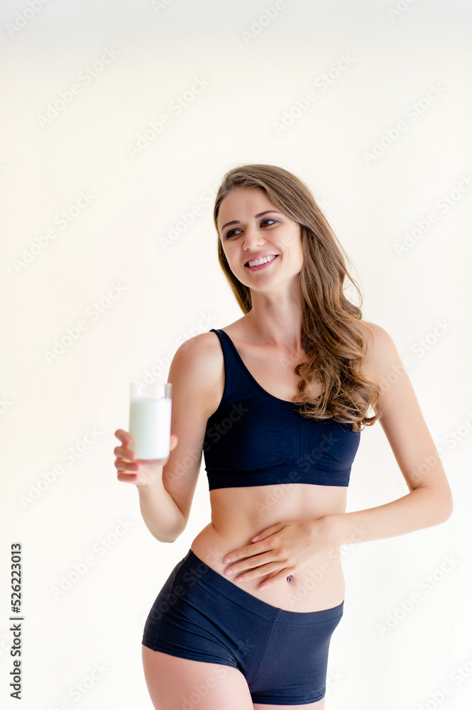 healthy girl Likes to exercise, lift weights, eat fruit and drink milk. daily exercise concept healthy girl Likes to exercise, lift weights, eat fruit and drink milk. daily exercise concept