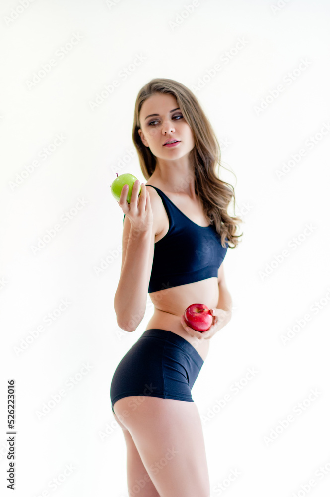 healthy girl Likes to exercise, lift weights, eat fruit and drink milk. daily exercise concept healthy girl Likes to exercise, lift weights, eat fruit and drink milk. daily exercise concept