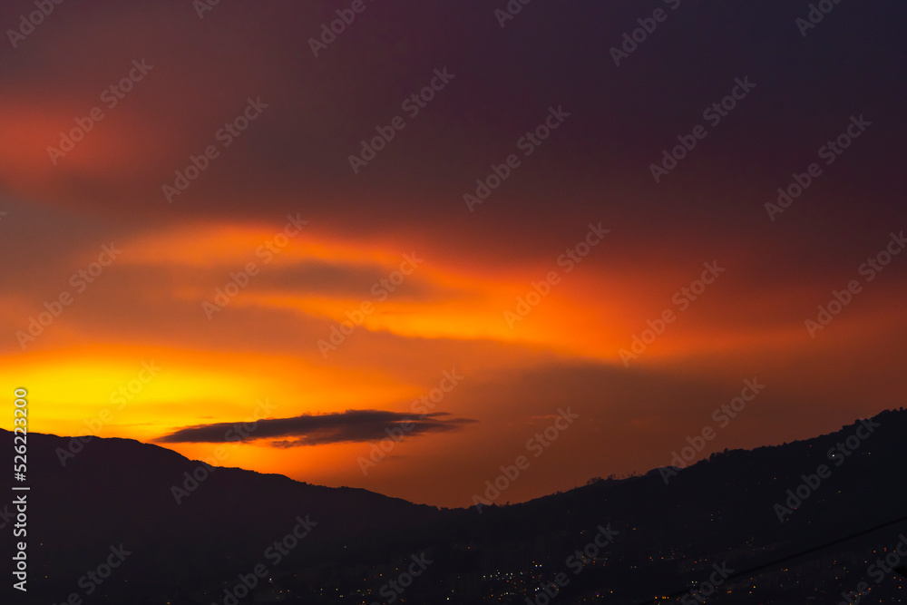 Sunset of the city of Medellin