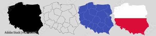 Republic of Poland map set isolated on white background