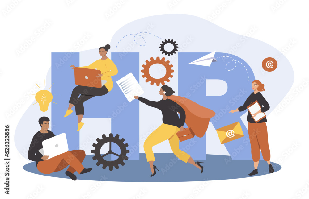 vector illustration in a flat style on the theme of hr, employee recruiting, teamwork vector illustration in a flat style on the theme of hr, employee recruiting, teamwork