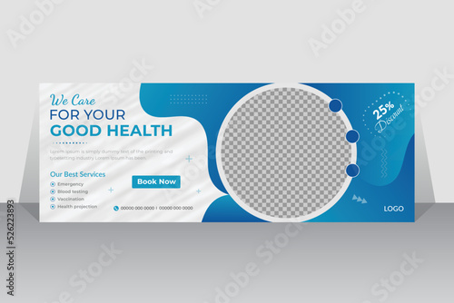 Modern medical healthcare service social media Facebook cover template design or promotion square web banner advertising
