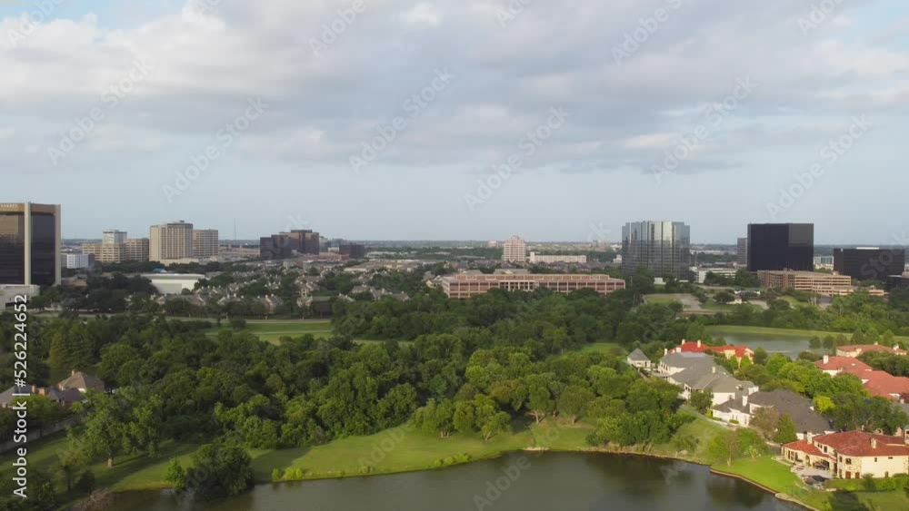 Drone Over Lake in Downtown City Drone Over Lake in Downtown City