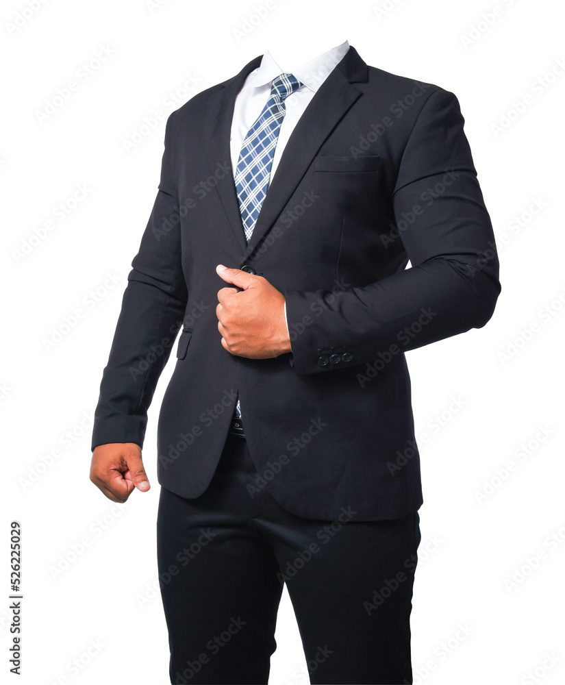 Template of a business man wearing a black suit isolated included with clipping path. Template of a business man wearing a black suit isolated included with clipping path.