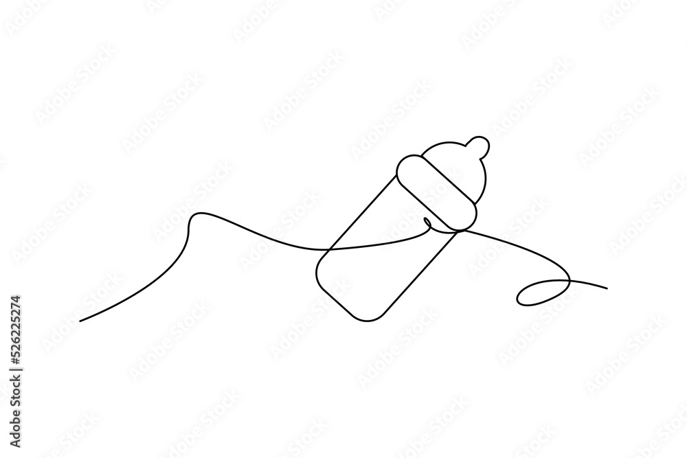 One line continuous of baby pacifier. Minimalist style vector illustration in white background. One line continuous of baby pacifier. Minimalist style vector illustration in white background.