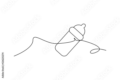 One line continuous of baby pacifier. Minimalist style vector illustration in white background.