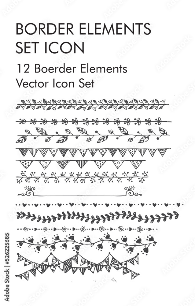 12 boerder elements vector icon set