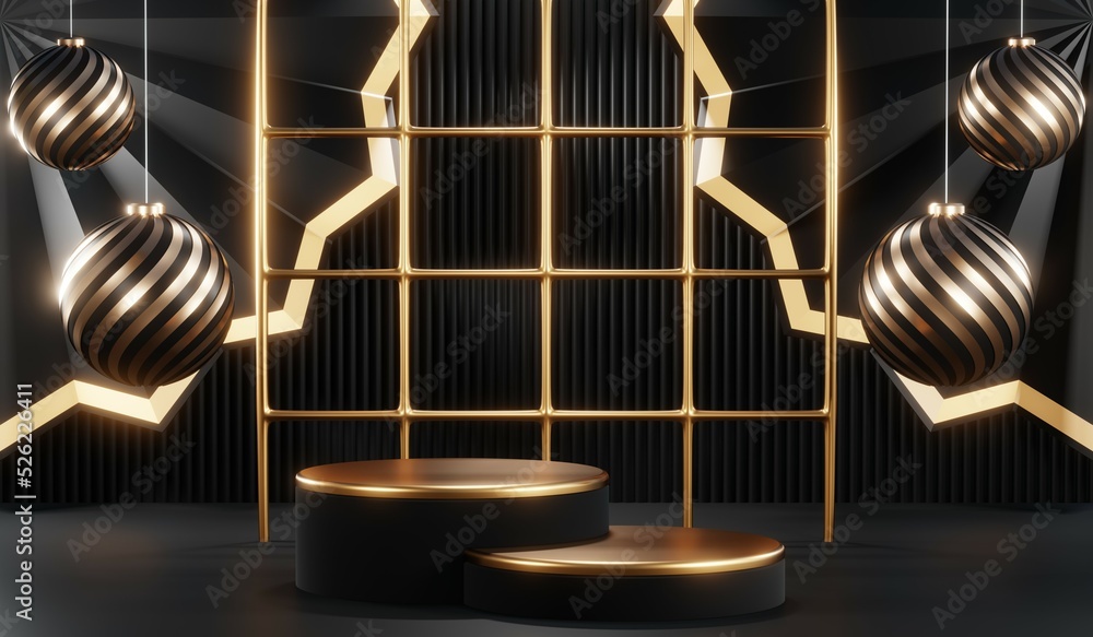 3D rendering of blank product background for cream cosmetics Modern black podium background 3D rendering of blank product background for cream cosmetics Modern black podium background