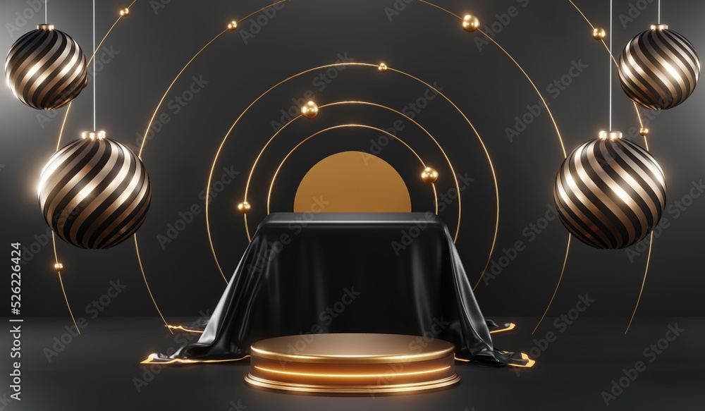 3D rendering of blank product background for cream cosmetics Modern black podium background 3D rendering of blank product background for cream cosmetics Modern black podium background