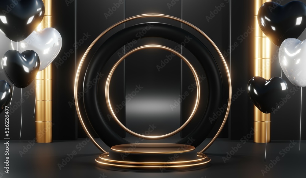 3D rendering of blank product background for cream cosmetics Modern black podium background 3D rendering of blank product background for cream cosmetics Modern black podium background
