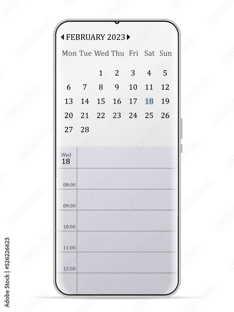 February 2023 calendar smartphone February 2023 calendar smartphone