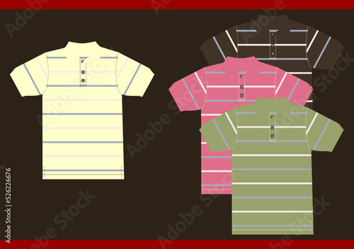 stripes design vecktor illustration with short sleeves t-shirt.Apparel outwear template front,full color stripe style.men mockup
 