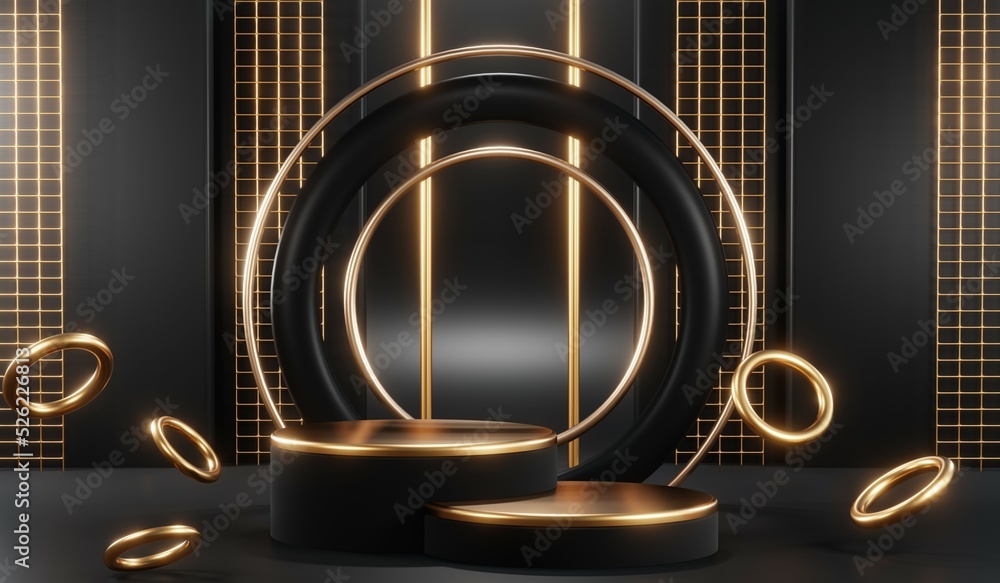 3D rendering of blank product background for cream cosmetics Modern black podium background 3D rendering of blank product background for cream cosmetics Modern black podium background