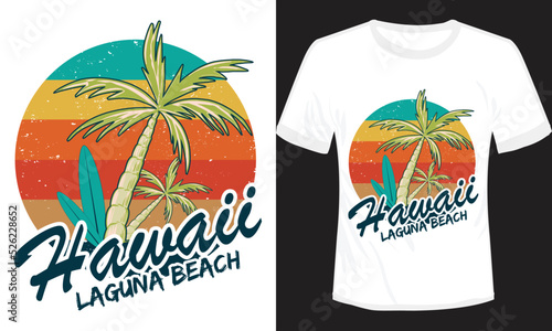 Hawaii Laguna Beach T-shirt Design Vector Illustration