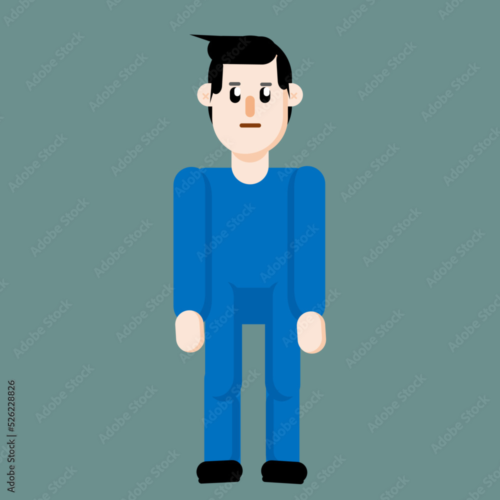 cute flat man with blue uniform like dress vector character illustration