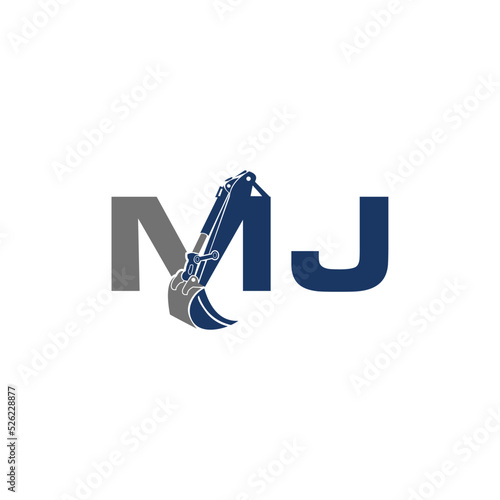 Simple excavation logo with initials MJ 