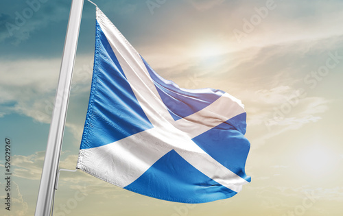 Scotland national flag cloth fabric waving - Image