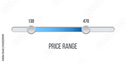 Price range scrollbar in web form, online application. Vector illustration