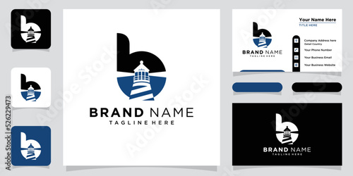 Letter B Lighthouse vector logo design. Lighthouse icon logo design vector template illustration.