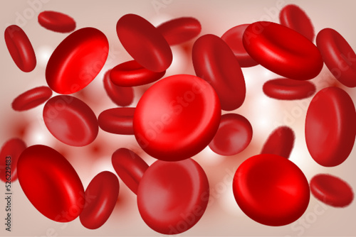 Red blood cells flow inside in artery. Vector medical concept