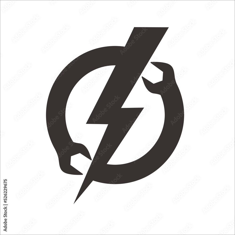 thunder bolt with wrench flat design thunder bolt with wrench flat design