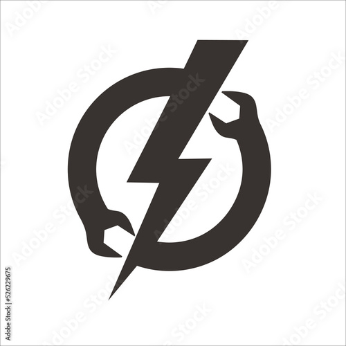 thunder bolt with wrench flat design