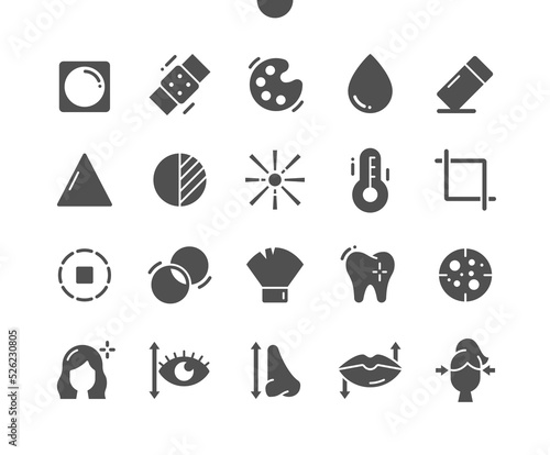 Photo Editing. Face correction. Exposition and contrast. Image retouch, mobile interface and editor. Vector Solid Icons. Simple Pictogram