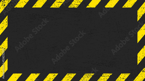 Black blank rectangle sign with yellow stripes. Blank Warning Sign. Template in grunge style for your design. EPS10.